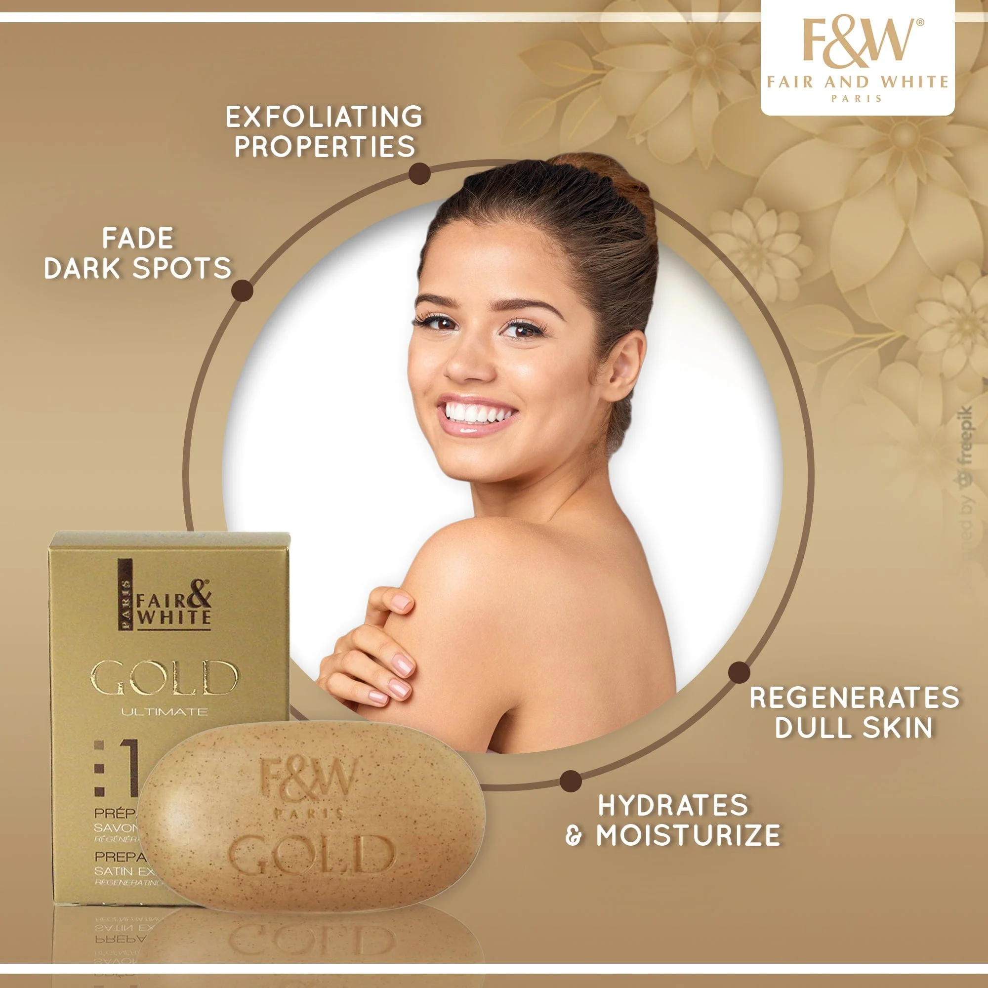 Fair and White 1: Gold Argan Oil Exfoliating Soap 200g / 7oz - Image 3