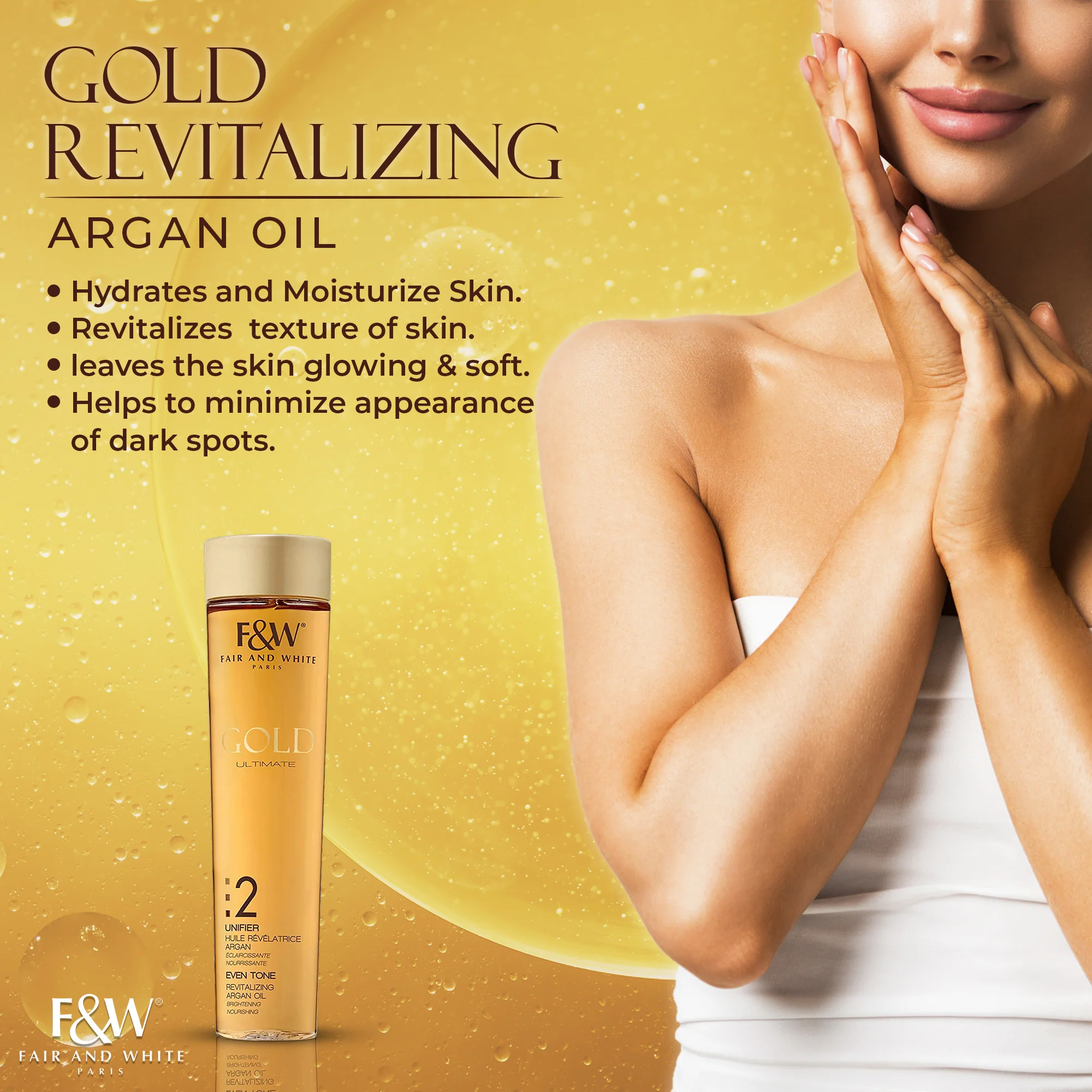 Fair and White 2: Gold Revitalizing Argan Oil  200ml / 6.76 fl. oz - Image 3