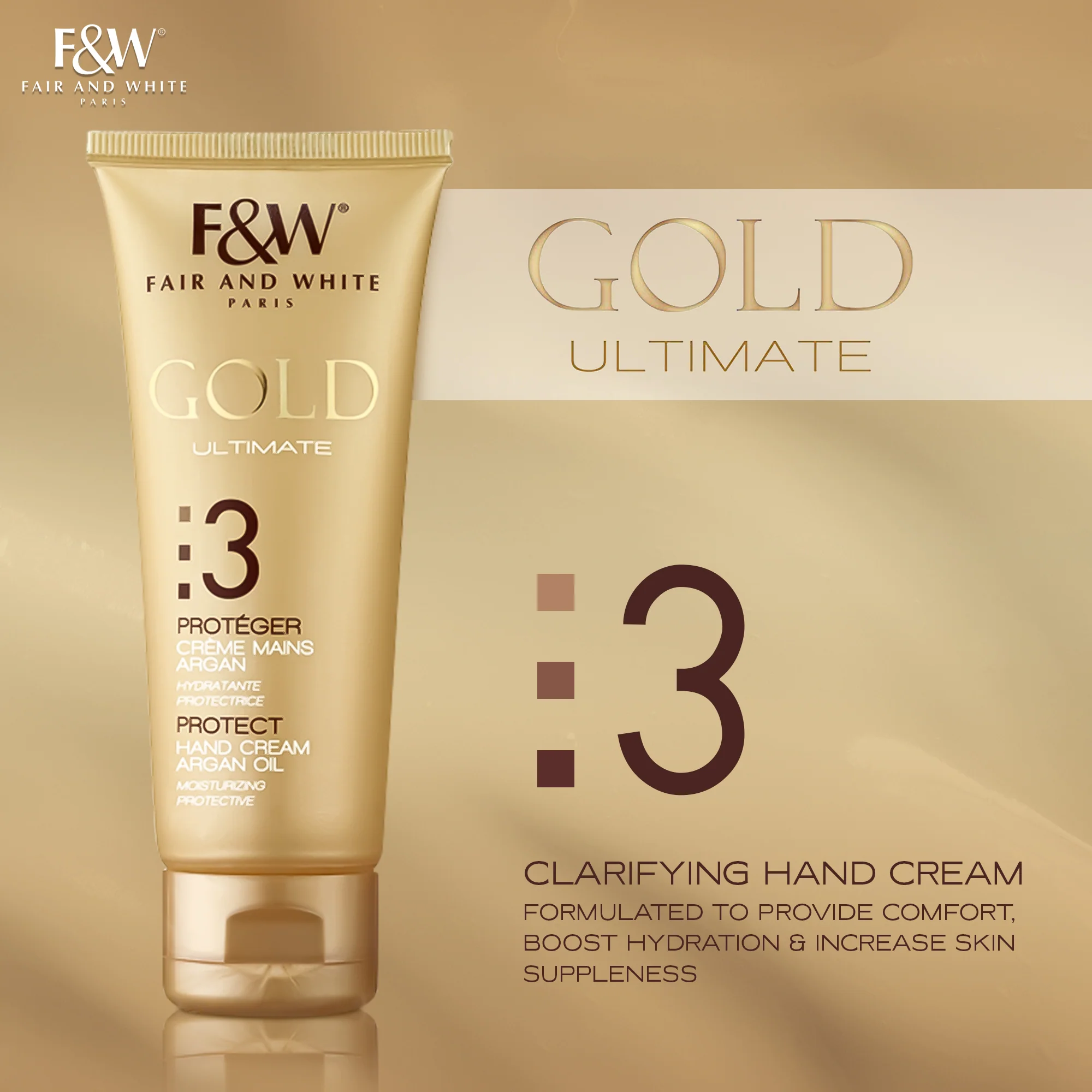 Fair and White 3: Gold Hand Cream with Argan Oil 75ml / 2.54 oz - Image 4