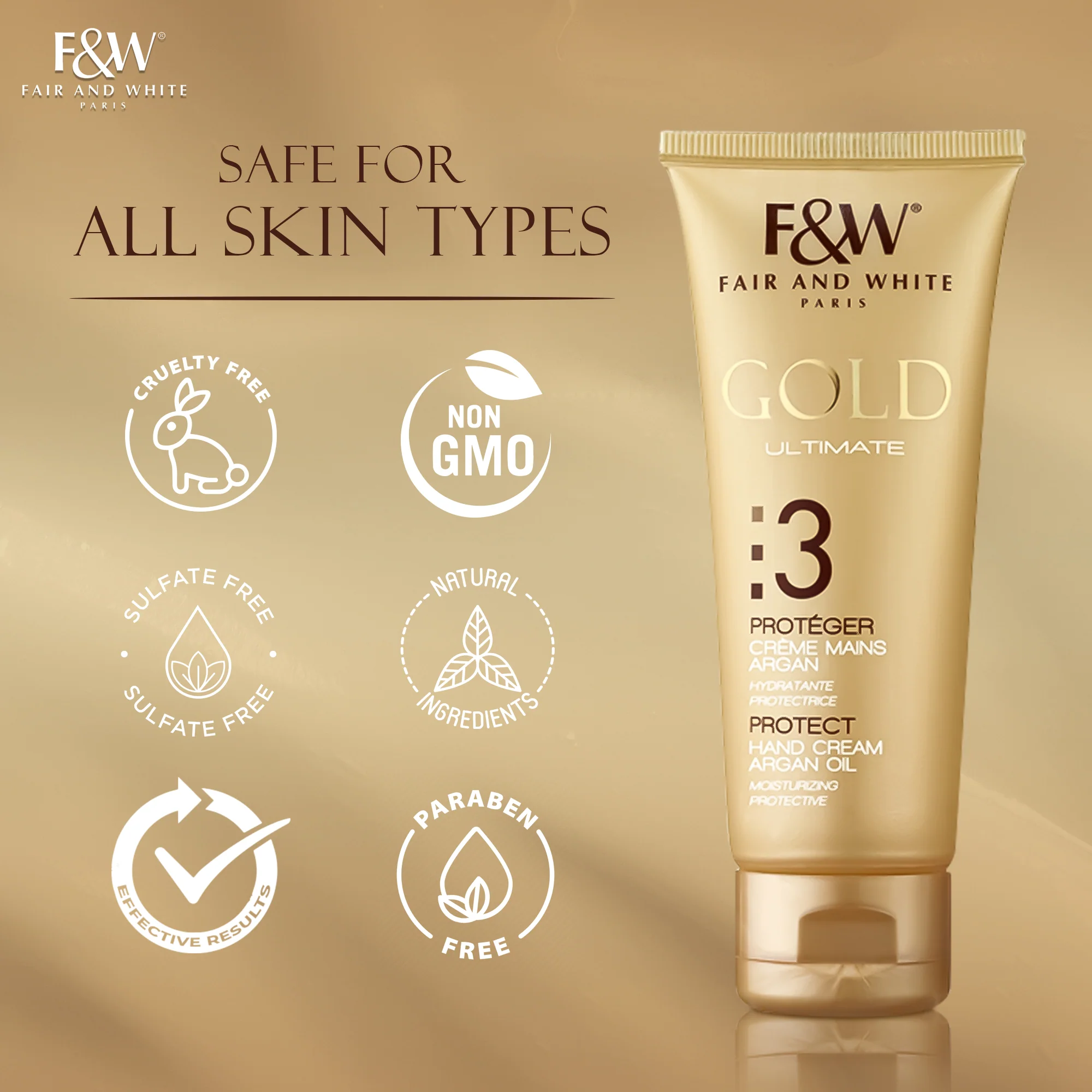 Fair and White 3: Gold Hand Cream with Argan Oil 75ml / 2.54 oz - Image 8
