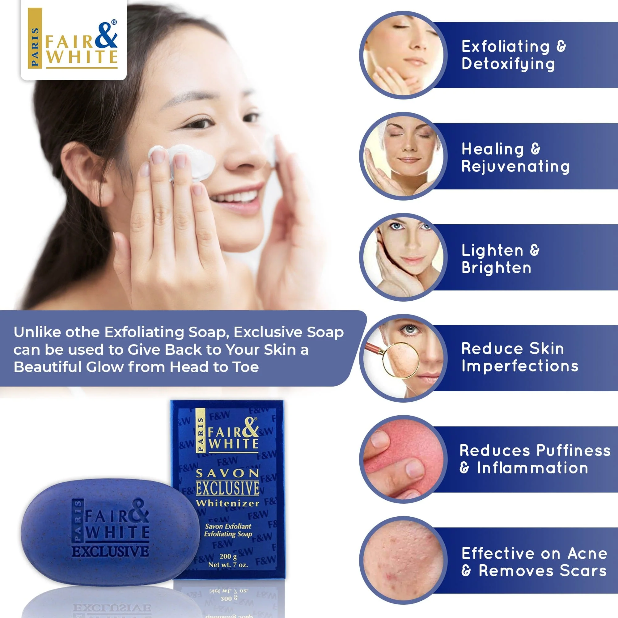 Fair & White Exclusive Whitenizer Exfoliating Soap 7 oz / 200 gr - Image 6