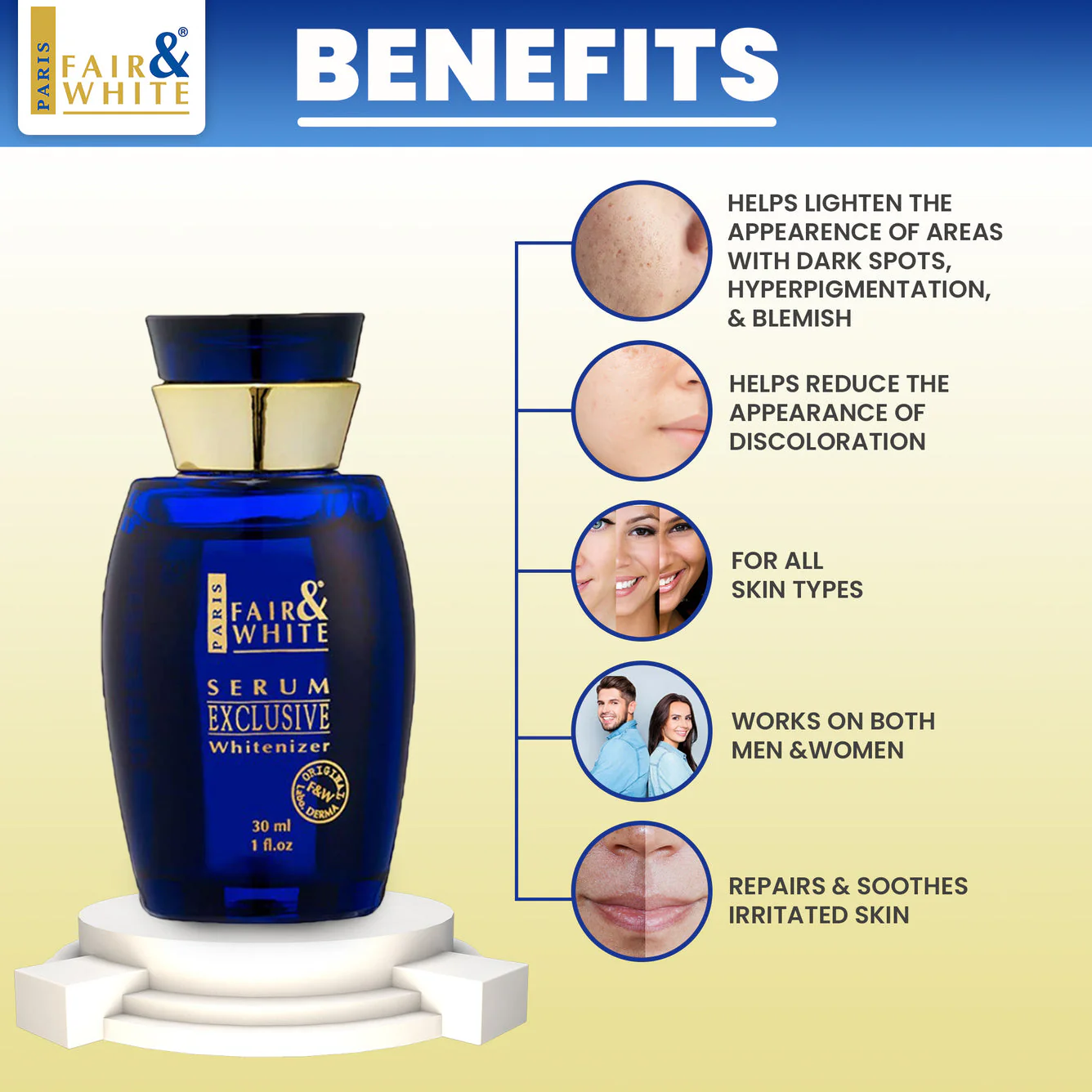 Fair and White Exclusive Whitenizer Serum 30ml / 1.01 Fl Oz - Image 4