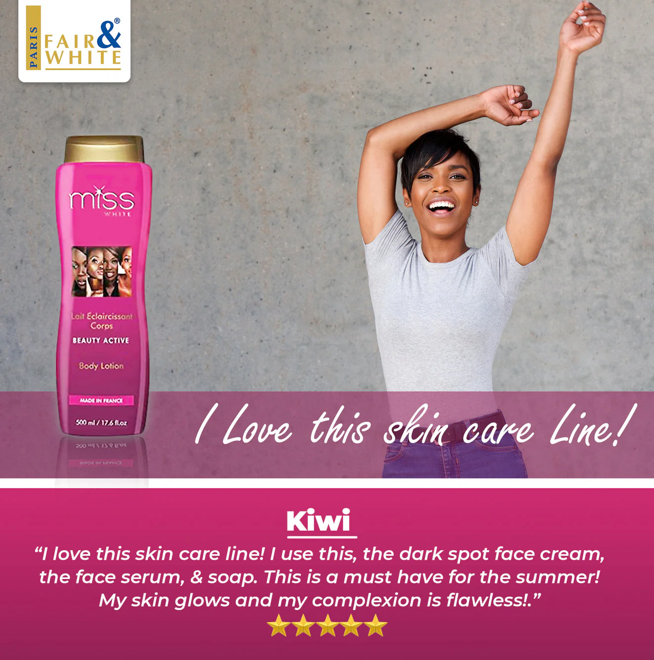 Fair and White Miss White Body Brightening Lotion 7 days 500ml - Image 8