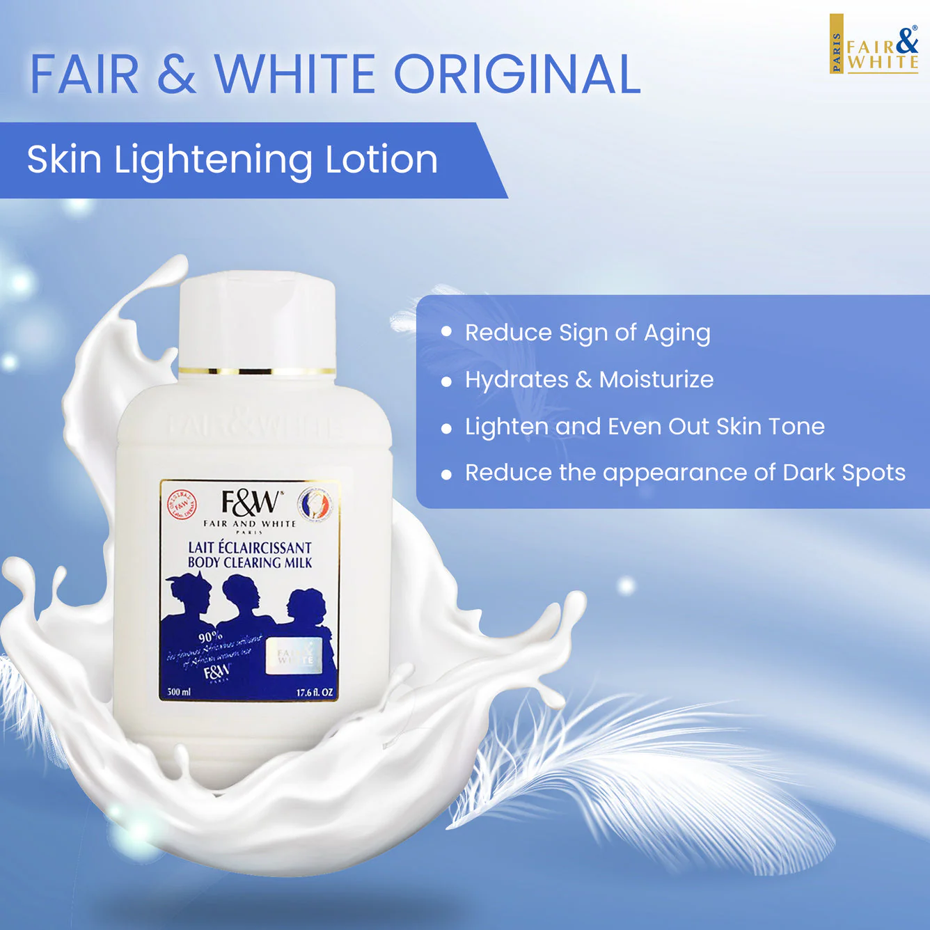 Fair and White Original Body Clearing Milk Lotion 500 ml / 16.90 fl oz - Image 5