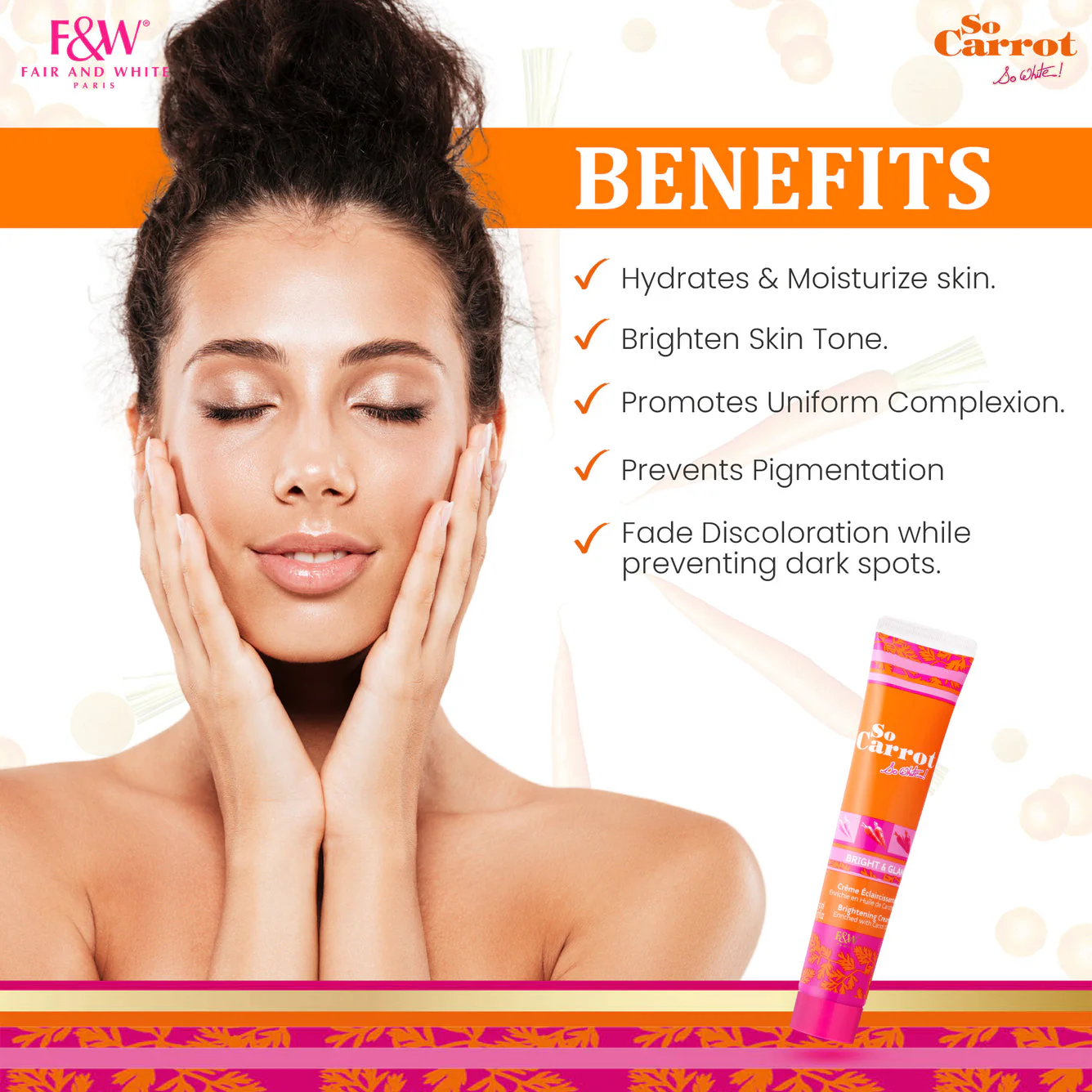 Fair and White So Carrot Brightening Cream 50ml / 1.7 fl. oz - Image 4