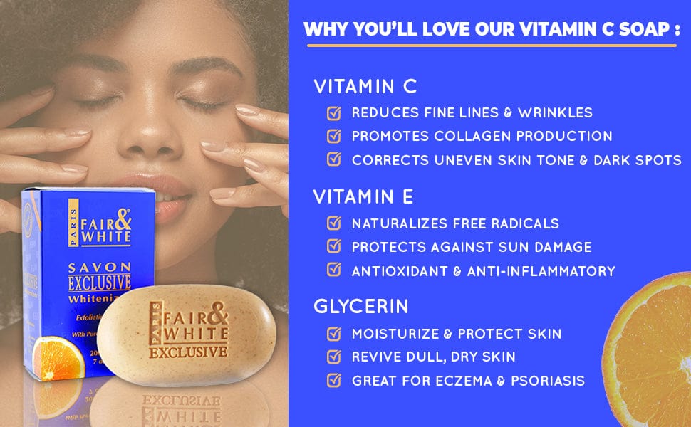 Fair & White Exclusive Exfoliating Soap with Pure Vitamin C 7 oz / 200 gr - Image 6