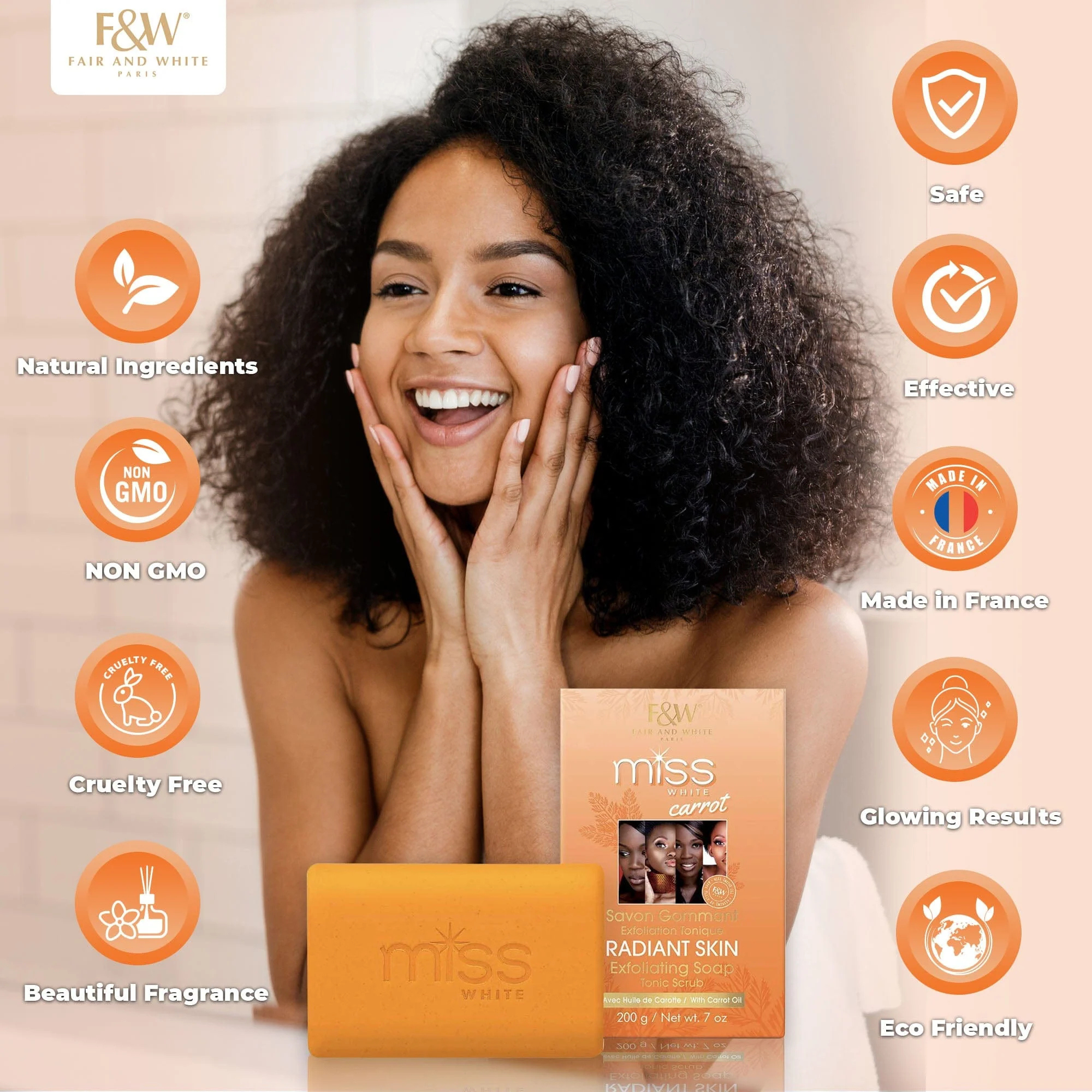 Fair and White Miss White Carrot Exfoliating Soap Tonic Scrub 200g / 7 oz - Image 5