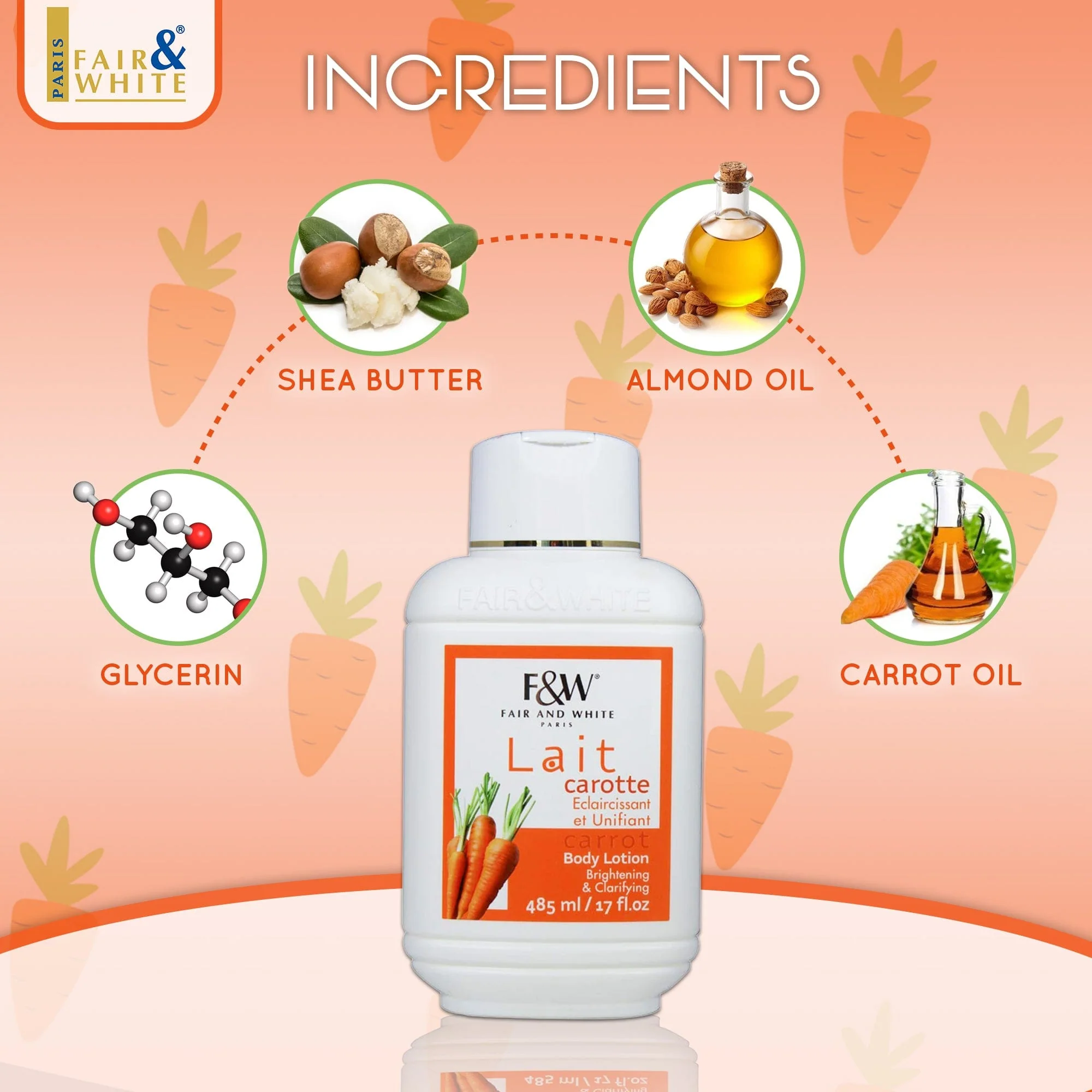 Fair and White Original Carrot Moisturizing Lotion 500ml / 16.90 fl oz - Image 4