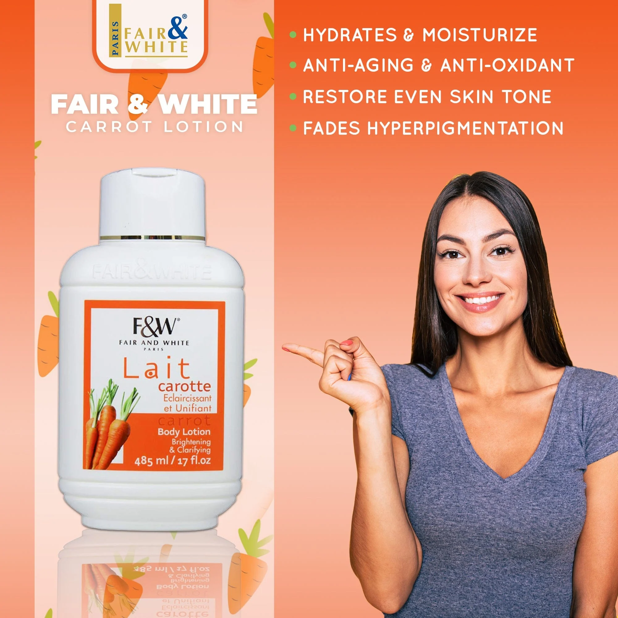 Fair and White Original Carrot Moisturizing Lotion 500ml / 16.90 fl oz - Image 5