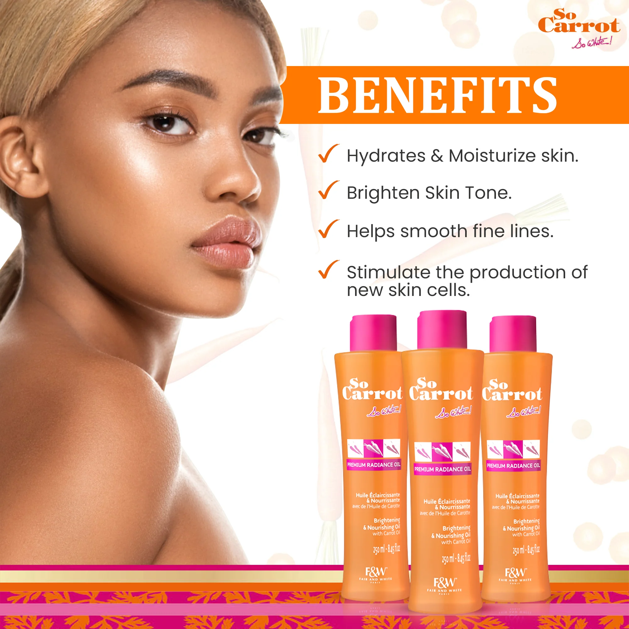 Fair and White So Carrot Brightening and Nourishing Oil 250ml / 8.4 fl oz - Image 3