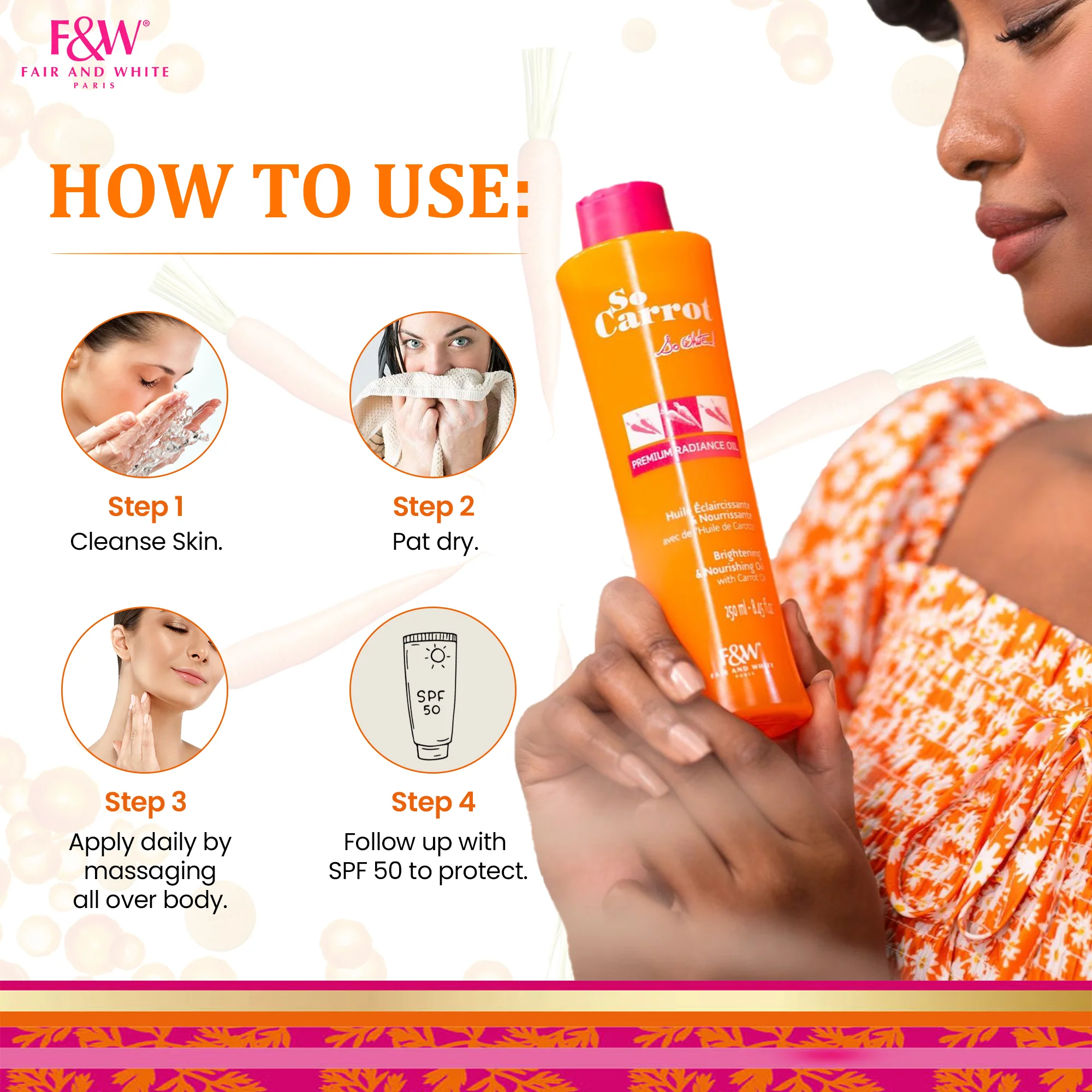 Fair and White So Carrot Brightening and Nourishing Oil 250ml / 8.4 fl oz - Image 4