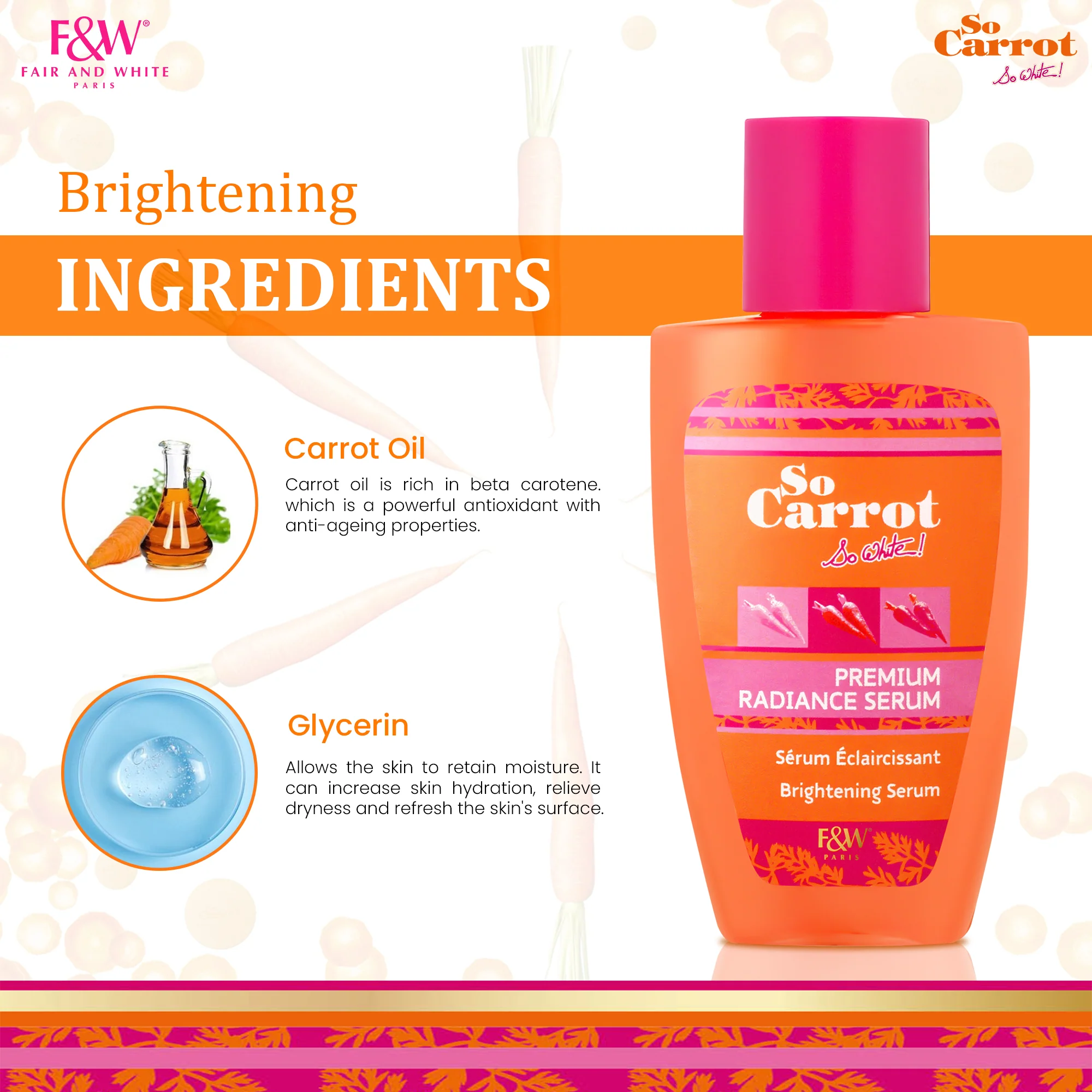 Fair and White So Carrot Brightening Serum 30ml / 1 fl. oz - Image 3