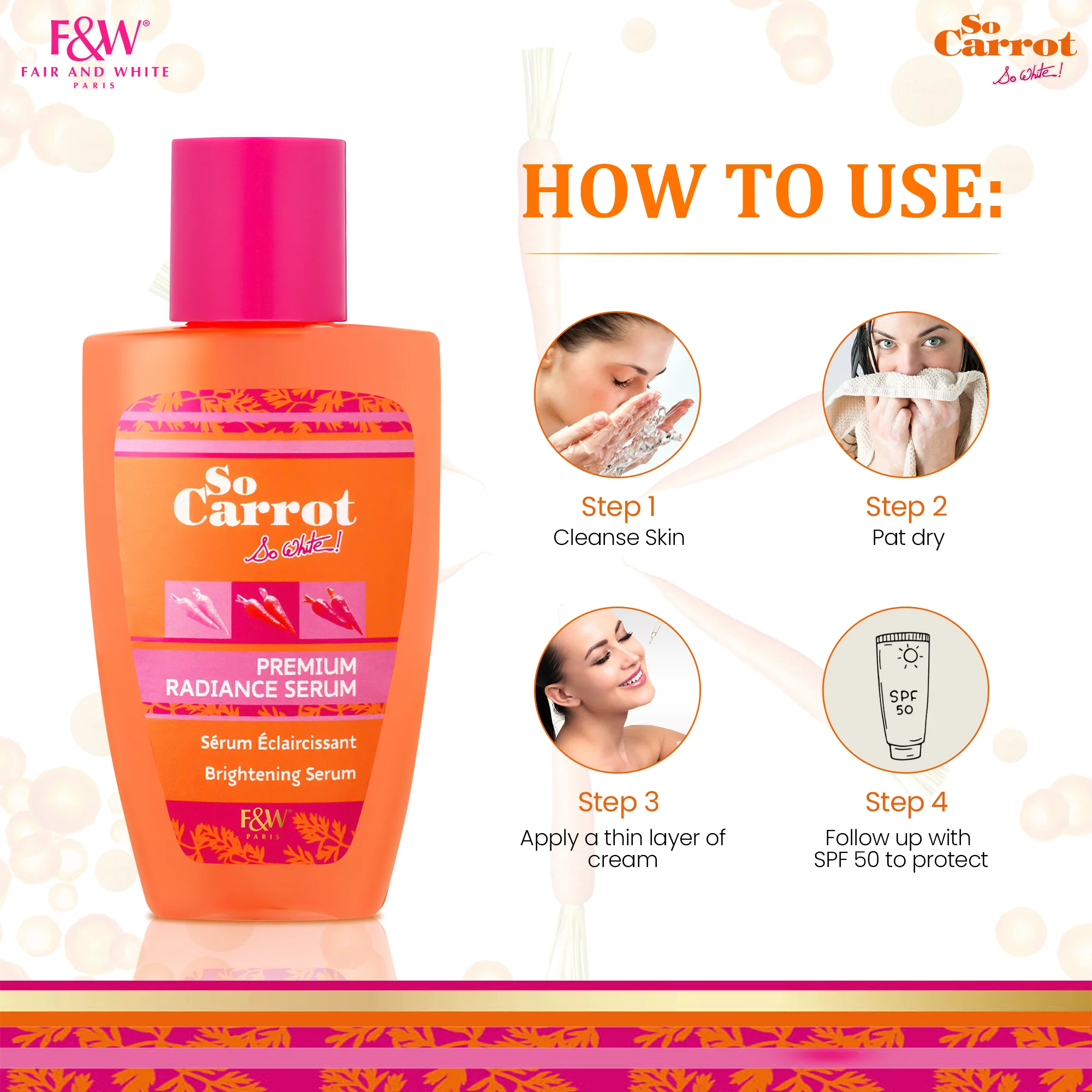 Fair and White So Carrot Brightening Serum 30ml / 1 fl. oz - Image 5