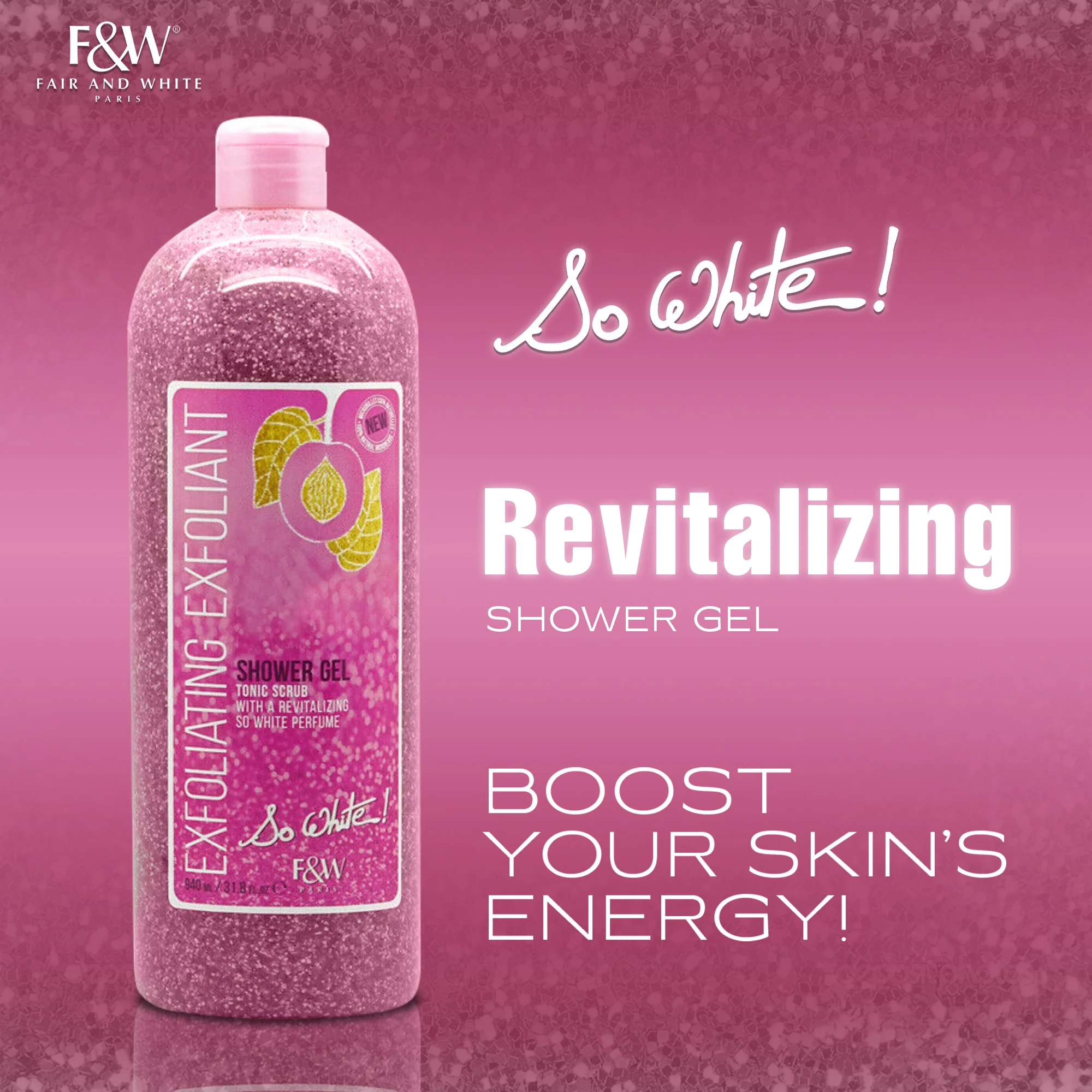 Fair And White So White Exfoliating Shower Gel With Tonic Scrub 940ml / 31.8 fl oz - Image 4