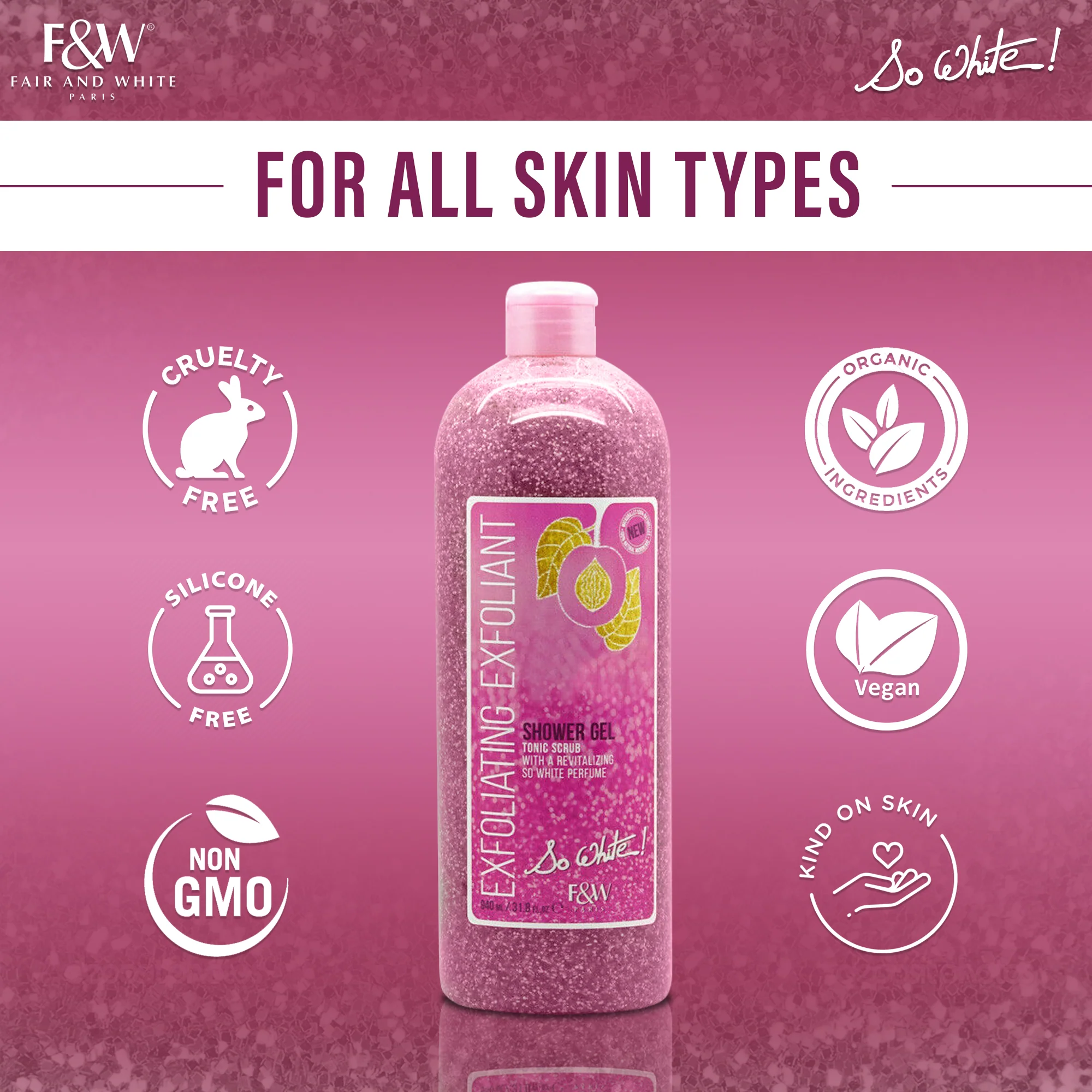 Fair And White So White Exfoliating Shower Gel With Tonic Scrub 940ml / 31.8 fl oz - Image 8